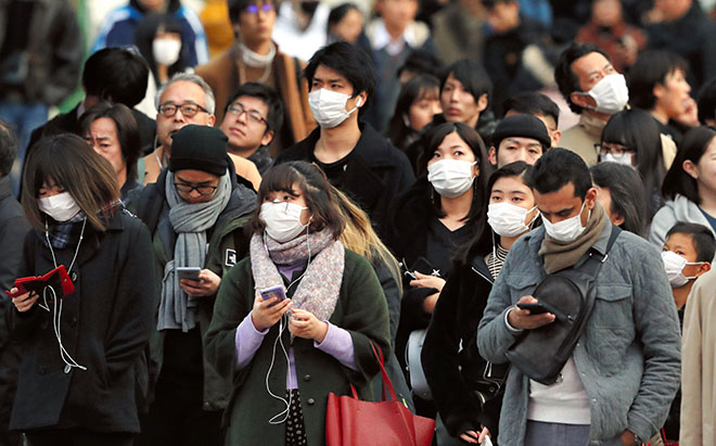 People wearing nose masks in China